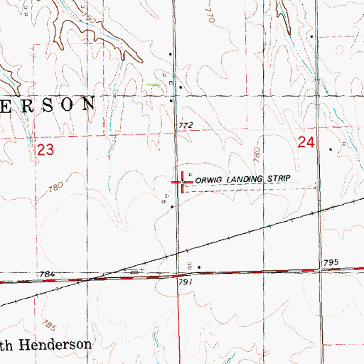 Topographic Map of Ernest E Orwig Airport (historical), IL