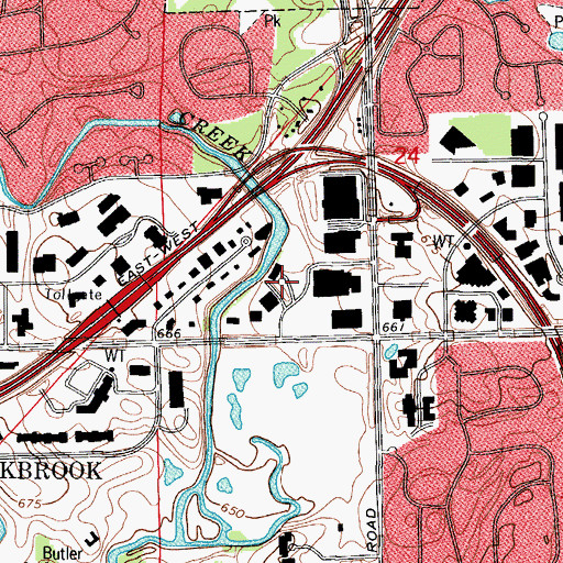 Topographic Map of Official Airline Guides Heliport, IL