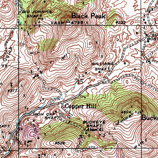 Topographic Map of Copper Hill, AZ