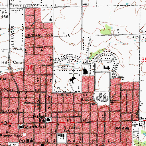 Topographic Map of Richland Memorial Hospital Heliport, IL