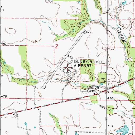 Topographic Map of Olney-Noble Airport, IL