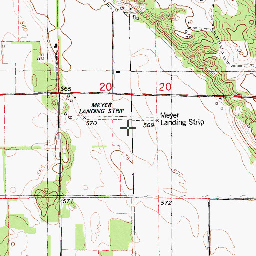 Topographic Map of Meyer Airport, IL