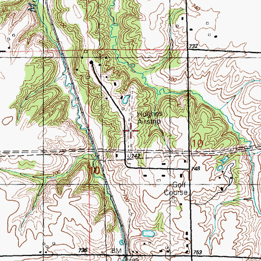 Topographic Map of Hughes RLA Airport, IL
