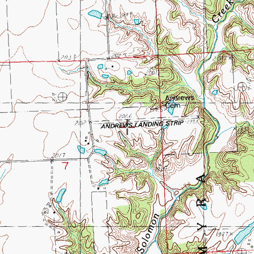 Topographic Map of James W Andrew Airport (historical), IL