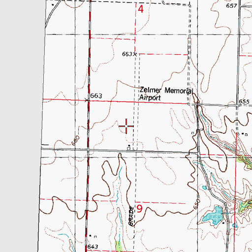 Topographic Map of Zelmer Memorial Airpark Inc, IL