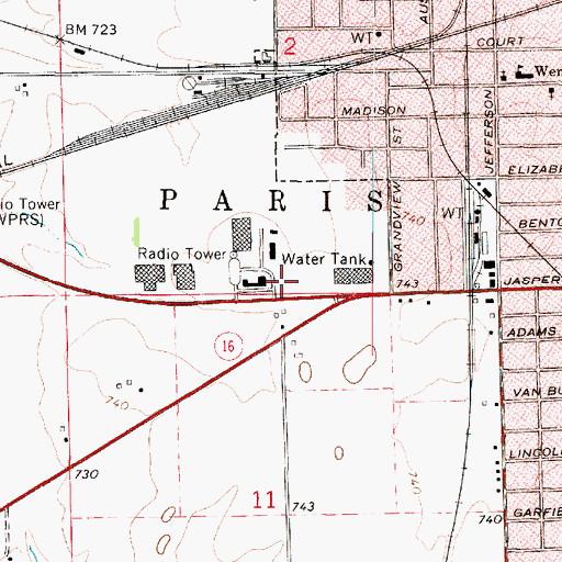 Topographic Map of State Highway Paris Heliport, IL