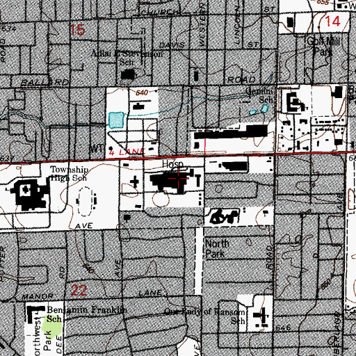 Topographic Map of Lutheran General Hospital Heliport, IL