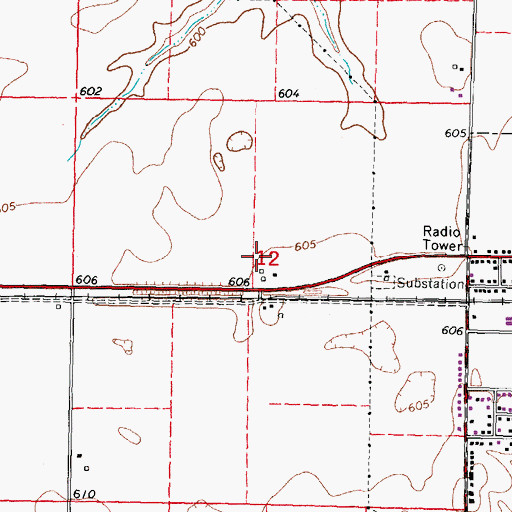 Topographic Map of Donald A. Hamilton Airport, IL