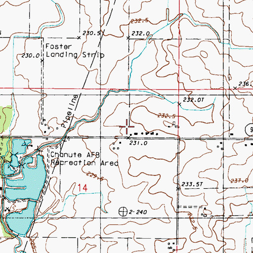 Topographic Map of Clifford D Foster Airport (historical), IL