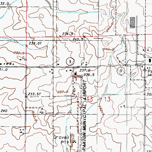 Topographic Map of Paxton Airport, IL