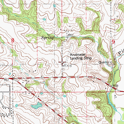Topographic Map of Krutmeier Airport, IL