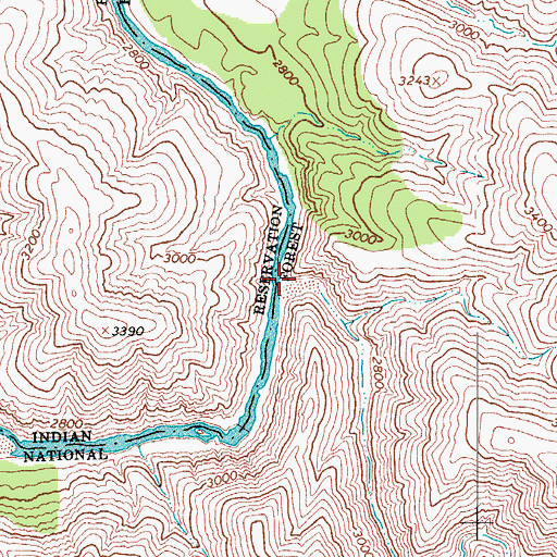 Topographic Map of Hess Creek, AZ