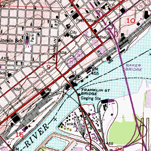 Topographic Map of Cilco Peoria Downtown Heliport, IL