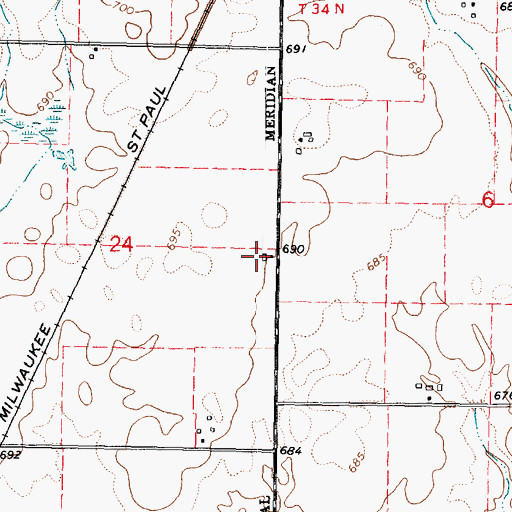 Topographic Map of Gerald H Hamer Airport, IL