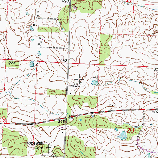 Topographic Map of Lambert Airport, IL