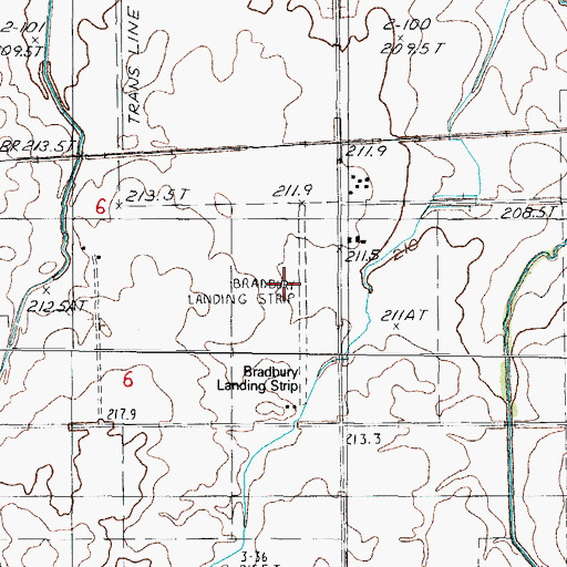 Topographic Map of Bradbury Airport (historical), IL