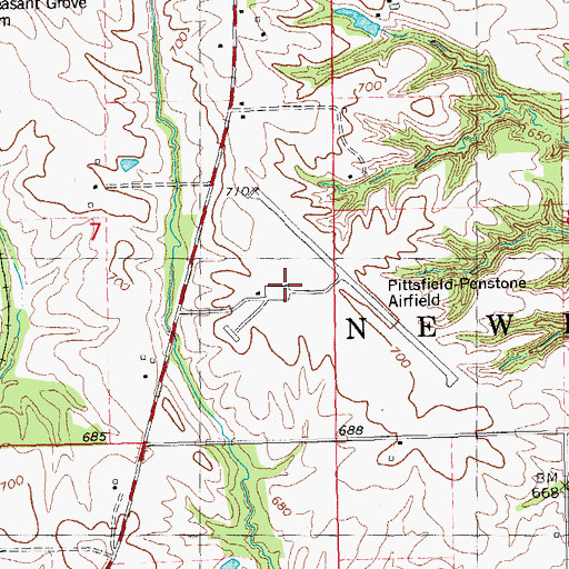 Topographic Map of Pittsfield Penstone Municipal Airport, IL