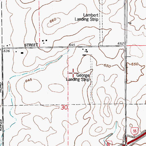 Topographic Map of George Airport (historical), IL