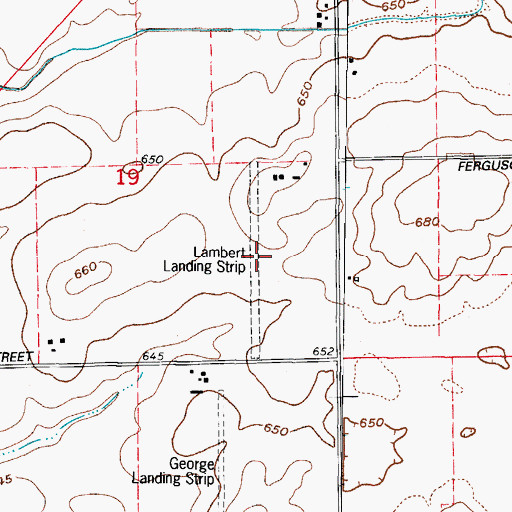 Topographic Map of Lambert Airport (historical), IL