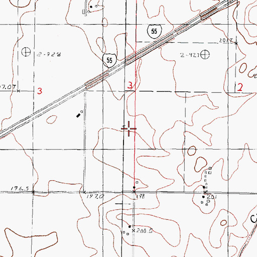 Topographic Map of Pontiac Municipal Airport, IL