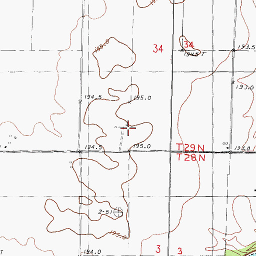 Topographic Map of Adams RLA Number 1 Airport, IL