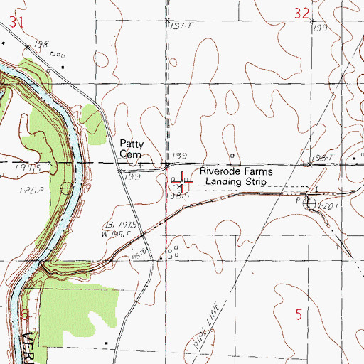 Topographic Map of Riverode Farms Airport, IL