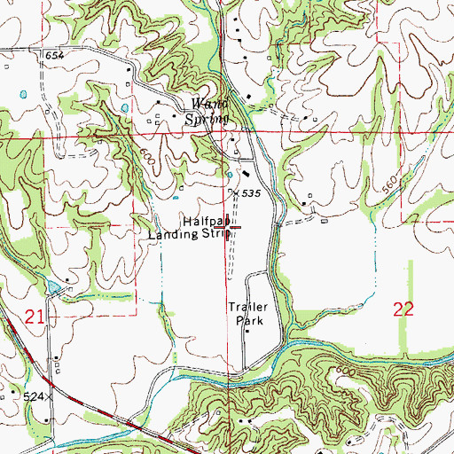 Topographic Map of Seigfried Halfpap Airport (historical), IL