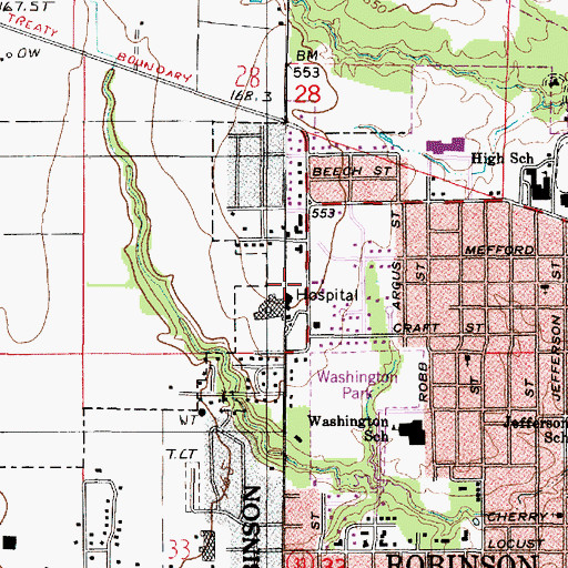 Topographic Map of Crawford Memorial Hospital Heliport, IL