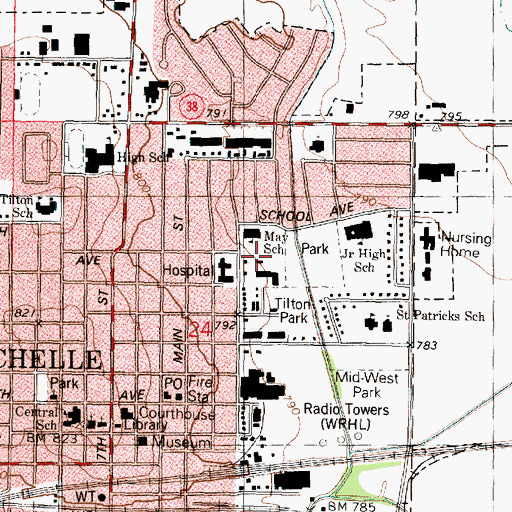 Topographic Map of Rochelle Emergency Landing Heliport, IL