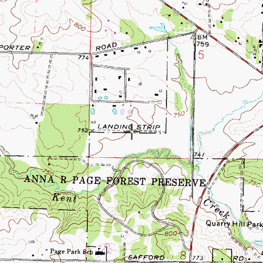 Topographic Map of LZ Fairwinds Airport, IL