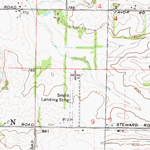 Topographic Map of Severson Airport, IL