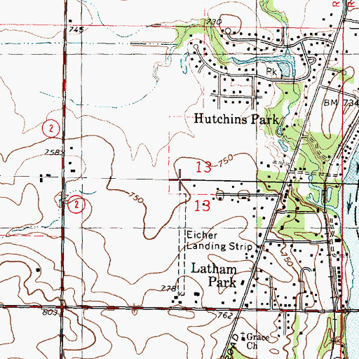 Topographic Map of Eicher Airport (historical), IL