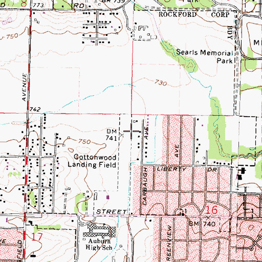 Topographic Map of Cottonwood Airport, IL