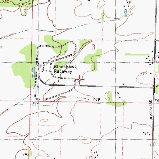 Topographic Map of Blackhawk Farms Raceway LLC Airport, IL