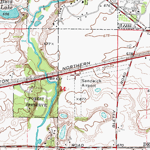 Topographic Map of Woodlake Landing, IL