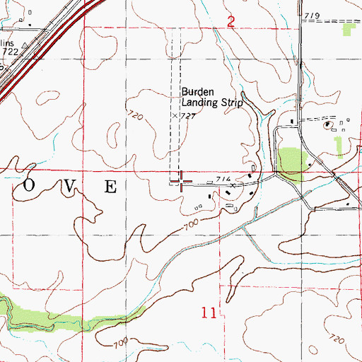 Topographic Map of Roy Burden RLA Airport (historical), IL