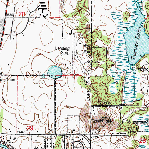 Topographic Map of Pillow Hill Airport, IL