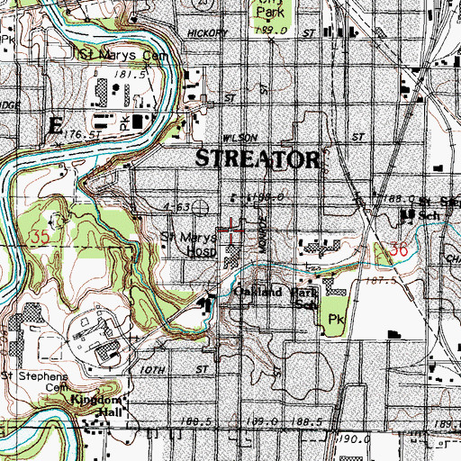 Topographic Map of Saint Marys Hospital Heliport, IL
