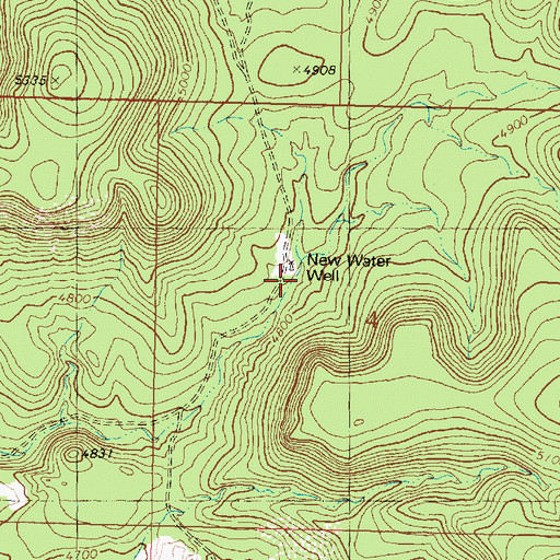 Topographic Map of New Water Well, AZ