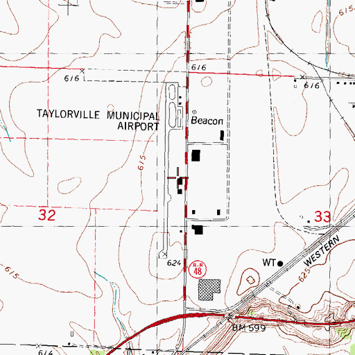 Topographic Map of Taylorville Municipal Airport, IL