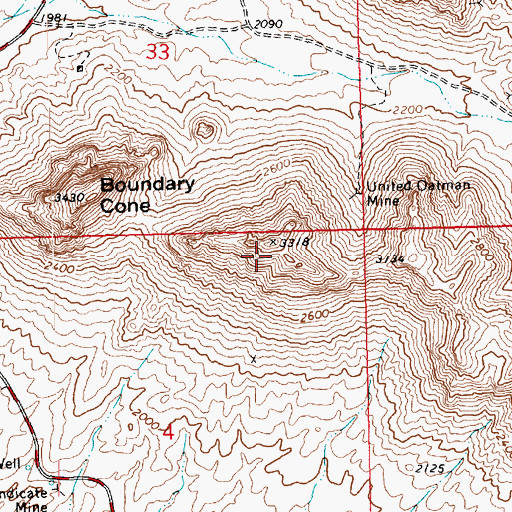 Topographic Map of Ute Mountains, AZ