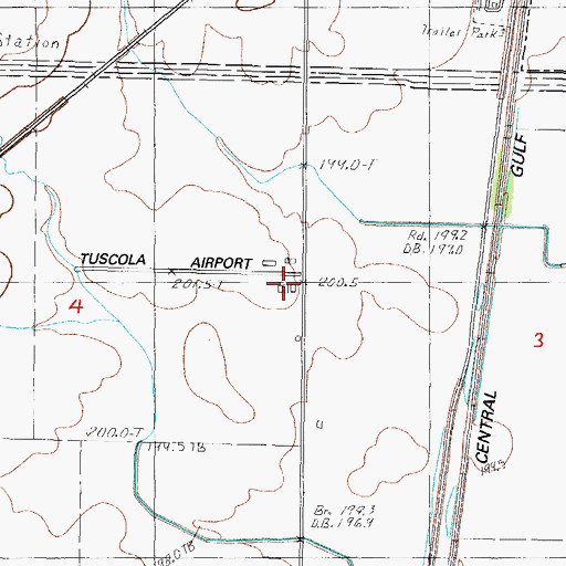 Topographic Map of Tuscola Airport, IL