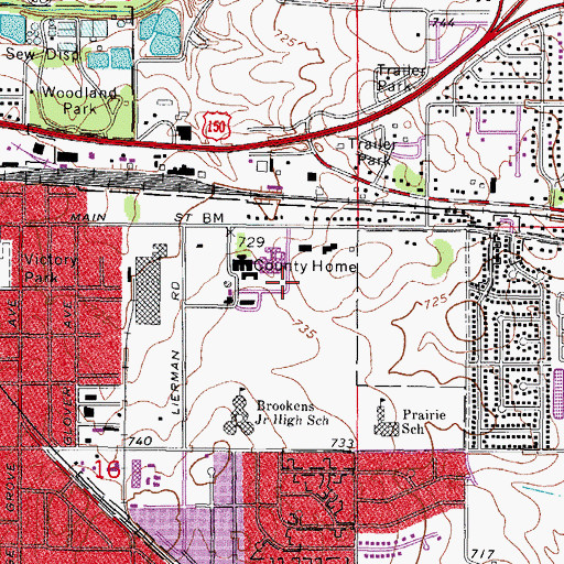 Topographic Map of County Emergency Services-Disaster Agency Heliport, IL