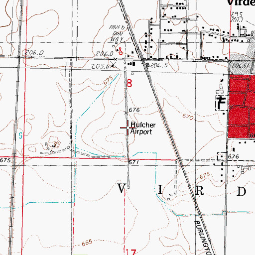 Topographic Map of Hulcher RLA Airport (historical), IL
