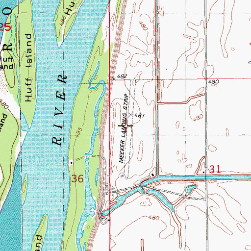 Topographic Map of Meeker Airport (historical), IL
