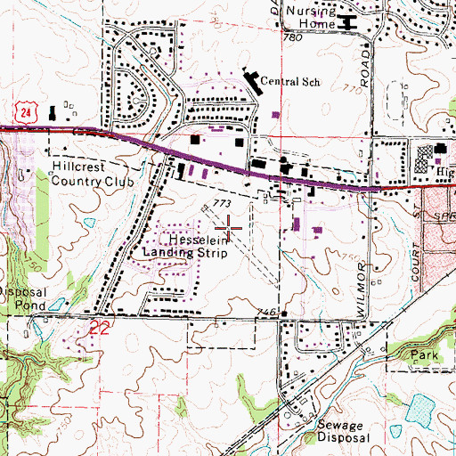 Topographic Map of Leonard W Hesselien Airport (historical), IL