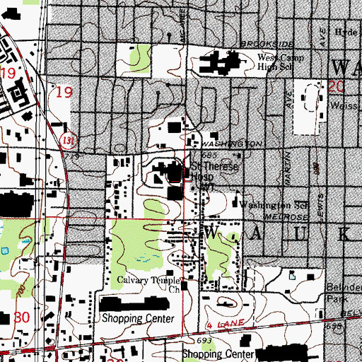 Topographic Map of Saint Therese Medical Center Heliport, IL
