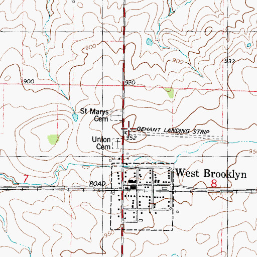 Topographic Map of Gehant Airport, IL