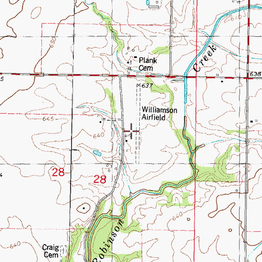 Topographic Map of Williamson Airport, IL