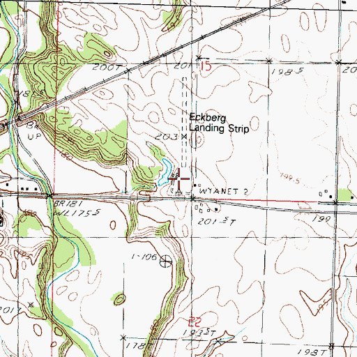 Topographic Map of Eckberg Airport (historical), IL